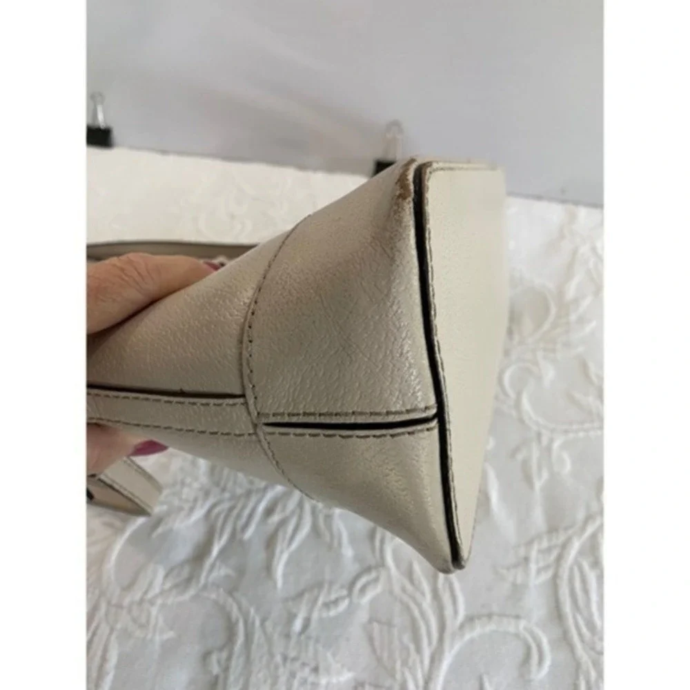 Kate Spade Designer Bag Cream Pebbled Leather Satchel Crossbody Cedar Street‎
